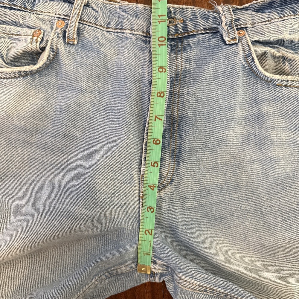 We The Free People Jeans Size 31 Blue High Rise Vixen Distressed Denim Straight - Picture 7 of 8